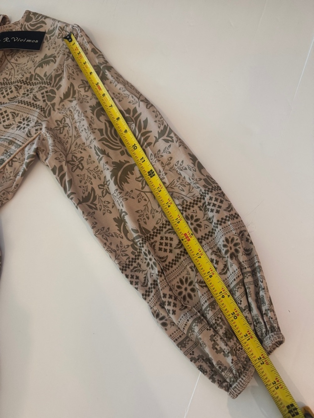 R. Vivimos Cream& Sage Bohemian Floral Flowy Midi Dress, Lightweight Comfy! - Picture 16 of 16